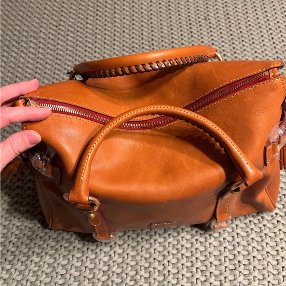 Dooney & Bourke Orange Leather Satchel - Picture 2 of 5